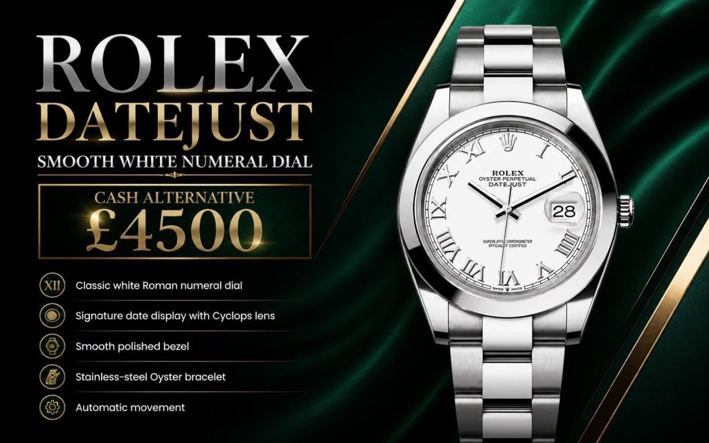 Rolex Datejust 41 — Smooth White Roman Numeral Dial